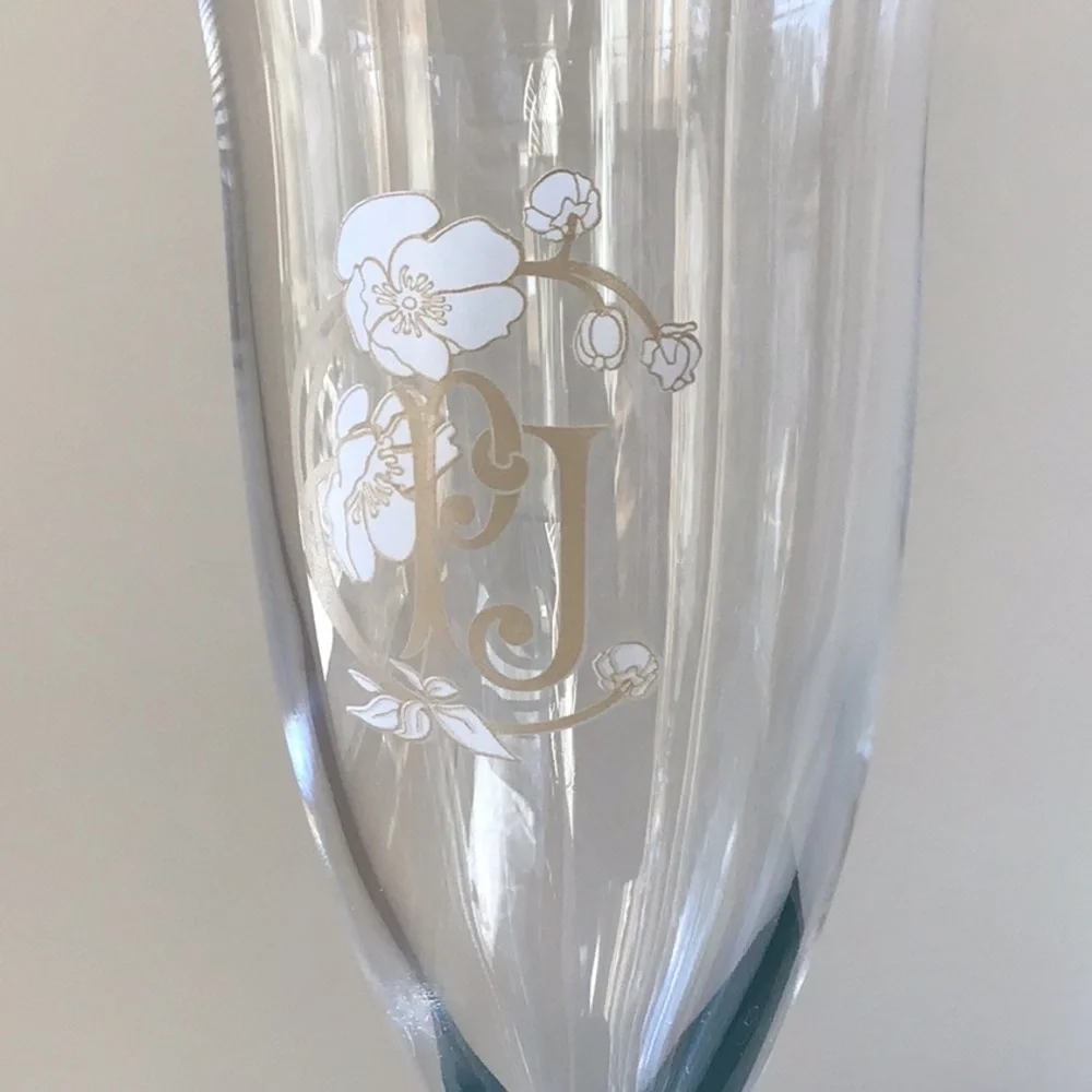 Perrier-Jouët‎ Crystal Champagne Flutes Set of 2 PJ Iconic Glasses